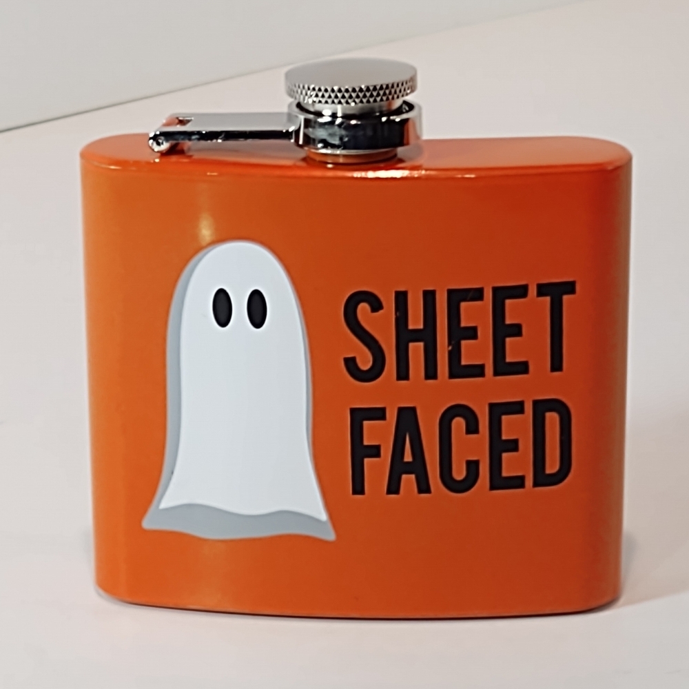 Halloween Ghost SHEET FACED Stainless Steel 5oz Hip Drink Flask